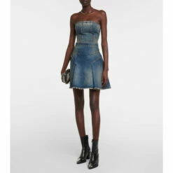 Alexander McQueen Flared Pleated High-rise Denim Miniskirt