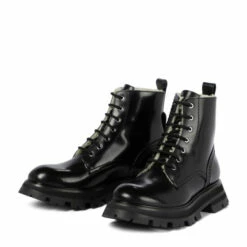 Alexander McQueen Wander Shearling-trimmed Leather Combat Boots -Alexander McQueen Sales Store unnamed file 1041