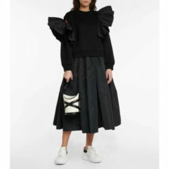 Alexander McQueen Pleated Polyfaille Midi Skirt