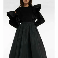 Alexander McQueen Pleated Polyfaille Midi Skirt -Alexander McQueen Sales Store unnamed file 1154