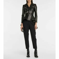 Alexander McQueen Peplum Leather Biker Jacket