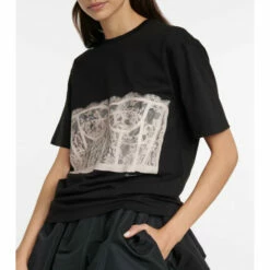 Alexander McQueen Lace-overlay Cotton Jersey T-shirt -Alexander McQueen Sales Store unnamed file 1198