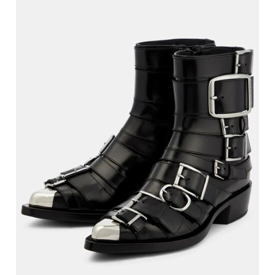 Alexander McQueen Punk Buckle Leather Boots 4 Alexander McQueen Punk Buckle Leather Boots - Image 4