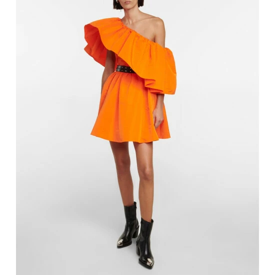 Alexander McQueen Ruffled Faille Minidress 1 Alexander McQueen Ruffled Faille Minidress