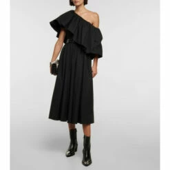 Alexander McQueen Ruffled Cotton Poplin Midi Dress