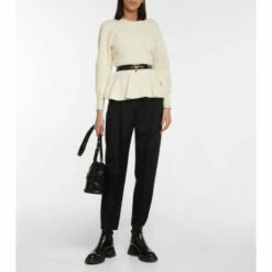 Alexander McQueen Ribbed-knit Wool Peplum Sweater