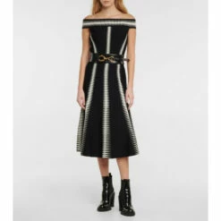 Alexander McQueen Jacquard Off-shoulder Midi Dress