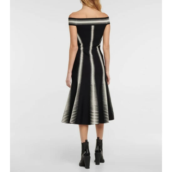 Alexander McQueen Jacquard Off-shoulder Midi Dress 2 Alexander McQueen Jacquard Off-shoulder Midi Dress - Image 2