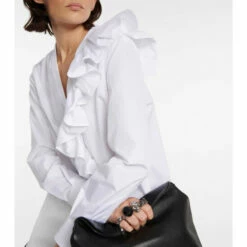 Alexander McQueen Ruffled Cotton Poplin Shirt -Alexander McQueen Sales Store unnamed file 1293