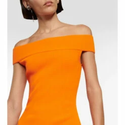 Alexander McQueen Off-shoulder Ribbed-knit Midi Dress -Alexander McQueen Sales Store unnamed file 1297