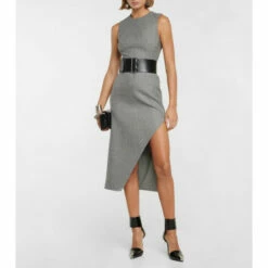 Alexander McQueen Houndstooth Wool Midi Dress