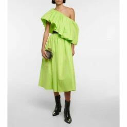 Alexander McQueen Ruffled Cotton Poplin Midi Dress