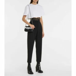 Alexander McQueen Corset-trimmed Cotton Cropped T-shirt