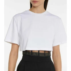 Alexander McQueen Corset-trimmed Cotton Cropped T-shirt -Alexander McQueen Sales Store unnamed file 1330