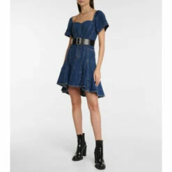 Alexander McQueen Flared Denim Minidress