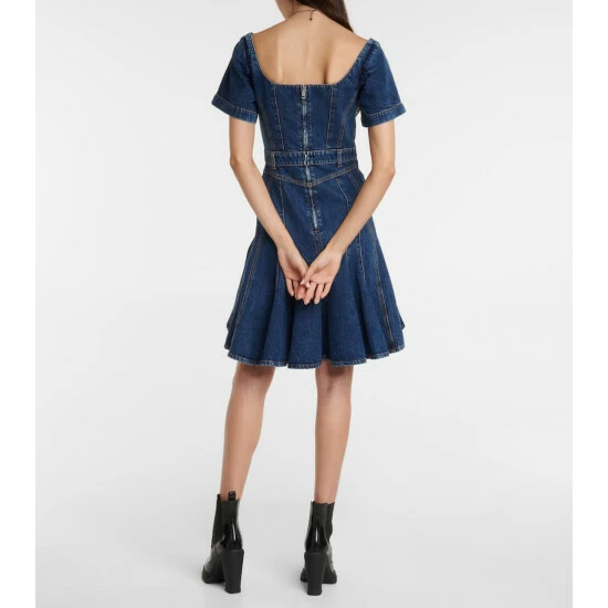 Alexander McQueen Flared Denim Minidress 2 Alexander McQueen Flared Denim Minidress - Image 2