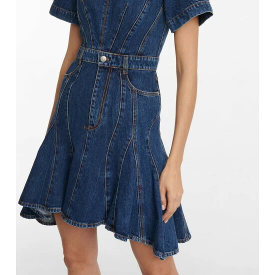 Alexander McQueen Flared Denim Minidress 4 Alexander McQueen Flared Denim Minidress - Image 4