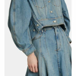 Alexander McQueen Puff-sleeve Cropped Denim Jacket -Alexander McQueen Sales Store unnamed file 1378