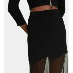 Alexander McQueen Mesh-paneled Ribbed-knit Midi Skirt -Alexander McQueen Sales Store unnamed file 1413