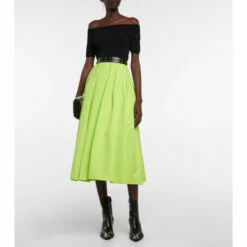 Alexander McQueen Cotton Poplin Midi Skirt