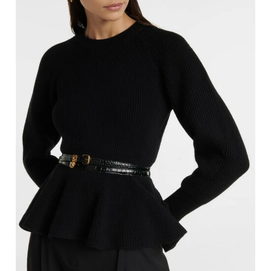 Alexander McQueen Ribbed-knit Peplum Wool Sweater 4 Alexander McQueen Ribbed-knit Peplum Wool Sweater - Image 4