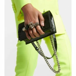 Alexander McQueen Jewelled Satchel Small Leather Crossbody Bag