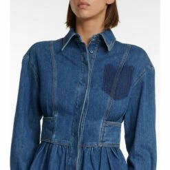 Alexander McQueen Pleated Denim Shirt Minidress -Alexander McQueen Sales Store unnamed file 1523