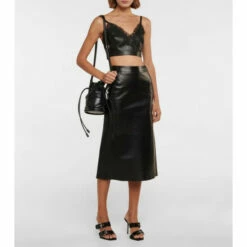 Alexander McQueen Leather Midi Skirt