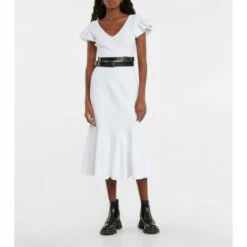 Alexander McQueen Ruffle-trimmed Midi Dress