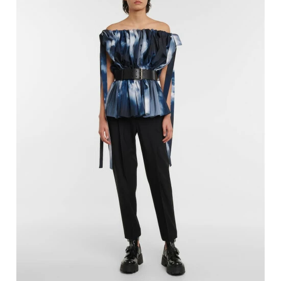 Alexander McQueen Off-shoulder Printed Peplum Top 1 Alexander McQueen Off-shoulder Printed Peplum Top