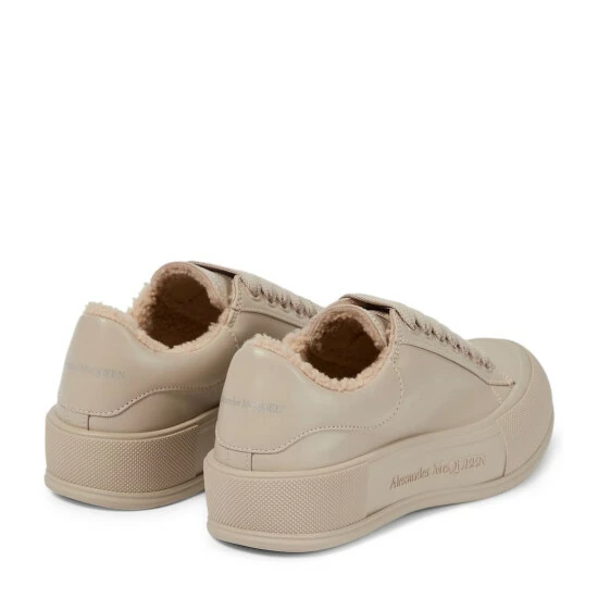 Alexander McQueen Shearling-trimmed Leather Sneakers 2 Alexander McQueen Shearling-trimmed Leather Sneakers - Image 2