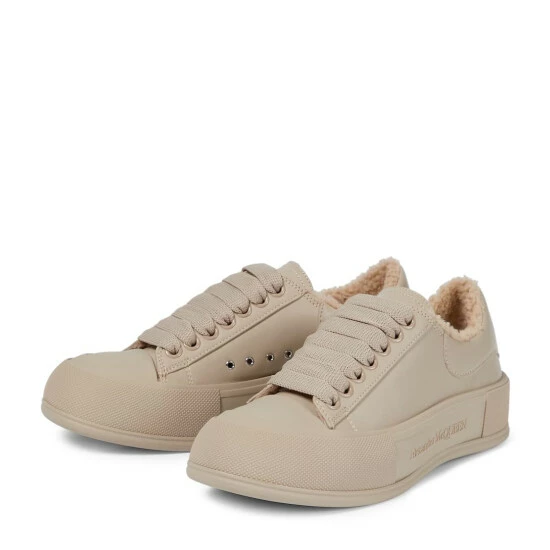 Alexander McQueen Shearling-trimmed Leather Sneakers 4 Alexander McQueen Shearling-trimmed Leather Sneakers - Image 4