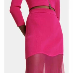 Alexander McQueen Mesh-paneled Ribbed-knit Midi Skirt -Alexander McQueen Sales Store unnamed file 1630