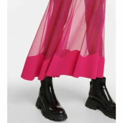 Alexander McQueen Mesh-paneled Ribbed-knit Midi Skirt -Alexander McQueen Sales Store unnamed file 1631