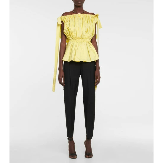 Alexander McQueen Off-shoulder Faille Peplum Top 1 Alexander McQueen Off-shoulder Faille Peplum Top