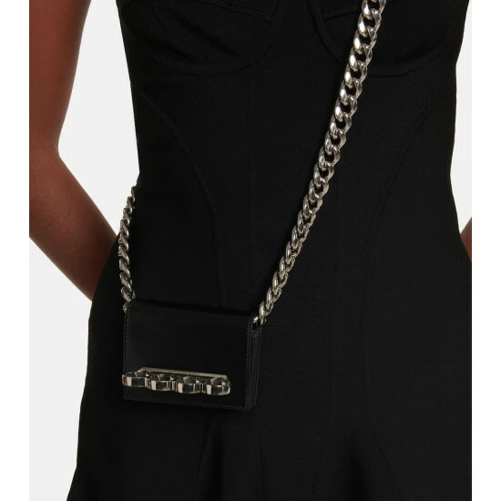 Alexander McQueen Four Ring Micro Leather Wallet On Chain 1 Alexander McQueen Four Ring Micro Leather Wallet On Chain