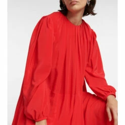 Alexander McQueen Pleated Silk Midi Dress -Alexander McQueen Sales Store unnamed file 1646