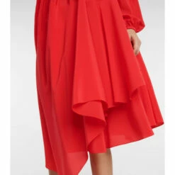 Alexander McQueen Pleated Silk Midi Dress -Alexander McQueen Sales Store unnamed file 1647