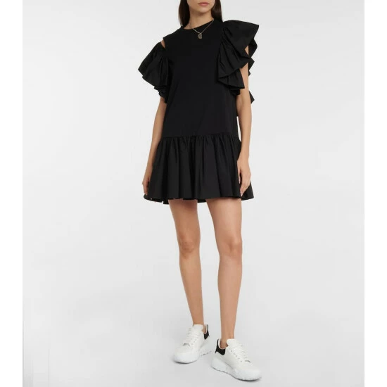 Alexander McQueen Ruffled Cotton Jersey Minidress 1 Alexander McQueen Ruffled Cotton Jersey Minidress