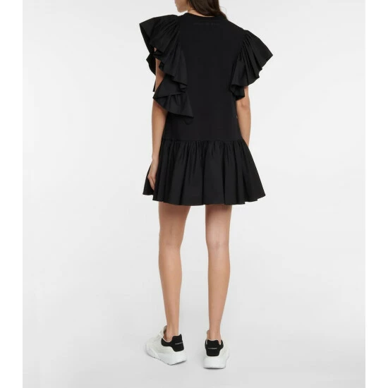 Alexander McQueen Ruffled Cotton Jersey Minidress 2 Alexander McQueen Ruffled Cotton Jersey Minidress - Image 2