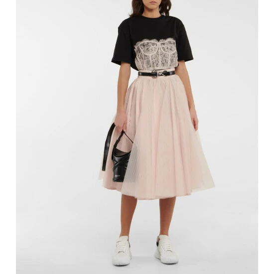 Alexander McQueen Ruffle-trimmed Tulle Midi Skirt 1 Alexander McQueen Ruffle-trimmed Tulle Midi Skirt