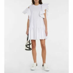 Alexander McQueen Ruffle-trimmed Cotton Minidress