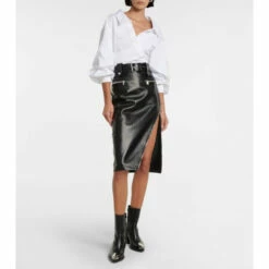 Alexander McQueen Leather Midi Skirt