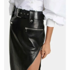 Alexander McQueen Leather Midi Skirt -Alexander McQueen Sales Store unnamed file 1737