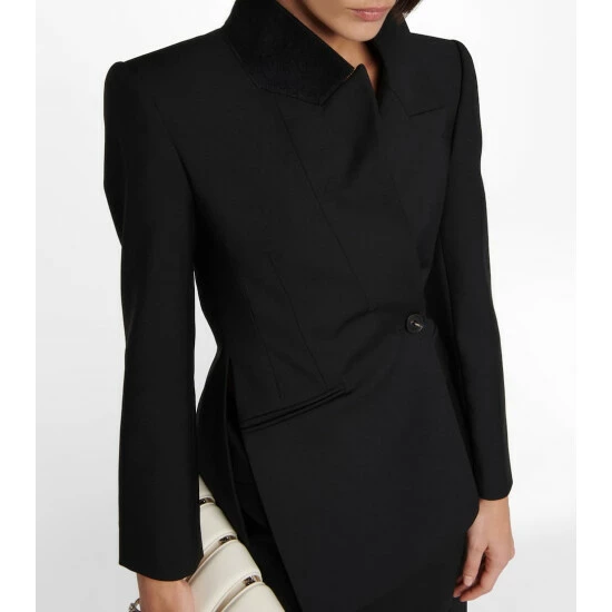 Alexander McQueen Asymmetric Wool And Mohair Blazer 3 Alexander McQueen Asymmetric Wool And Mohair Blazer - Image 3
