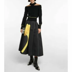 Alexander McQueen Printed Satin Midi Skirt