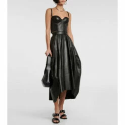 Alexander McQueen Leather Midi Skirt