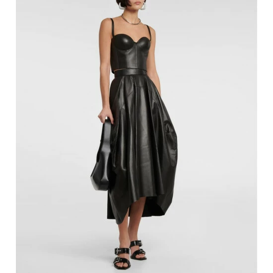 Alexander McQueen Leather Midi Skirt 1 Alexander McQueen Leather Midi Skirt