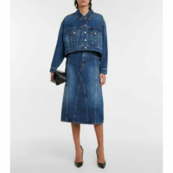 Alexander McQueen Denim Midi Skirt