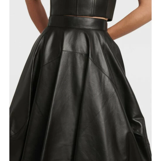 Alexander McQueen Leather Midi Skirt 3 Alexander McQueen Leather Midi Skirt - Image 3